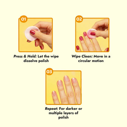 Claret Nail Polish Remover Wipes Combo | Lemon and Rose | 30 Wipes