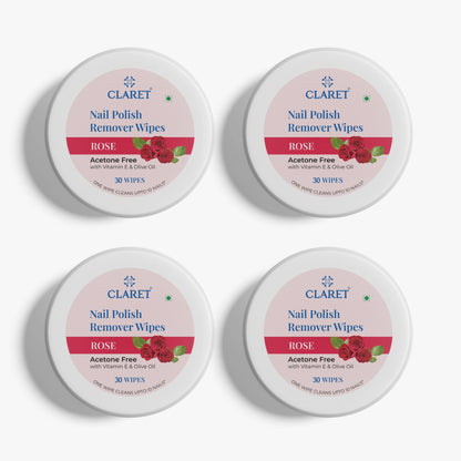 Claret Nail Polish Remover Wipes | Rose | 30 Wipes