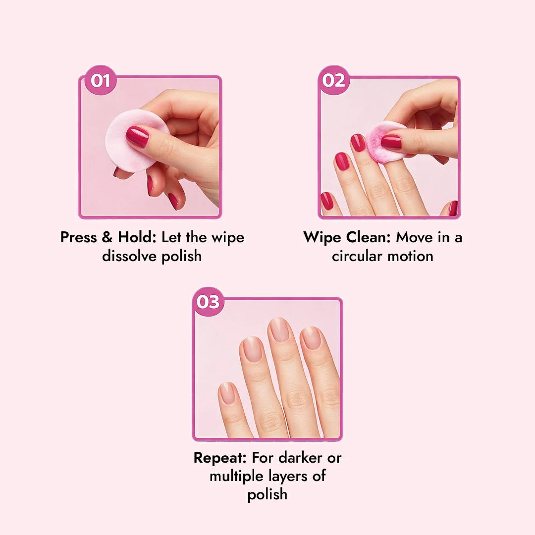 Claret Nail Polish Remover Wipes | Rose | 30 Wipes