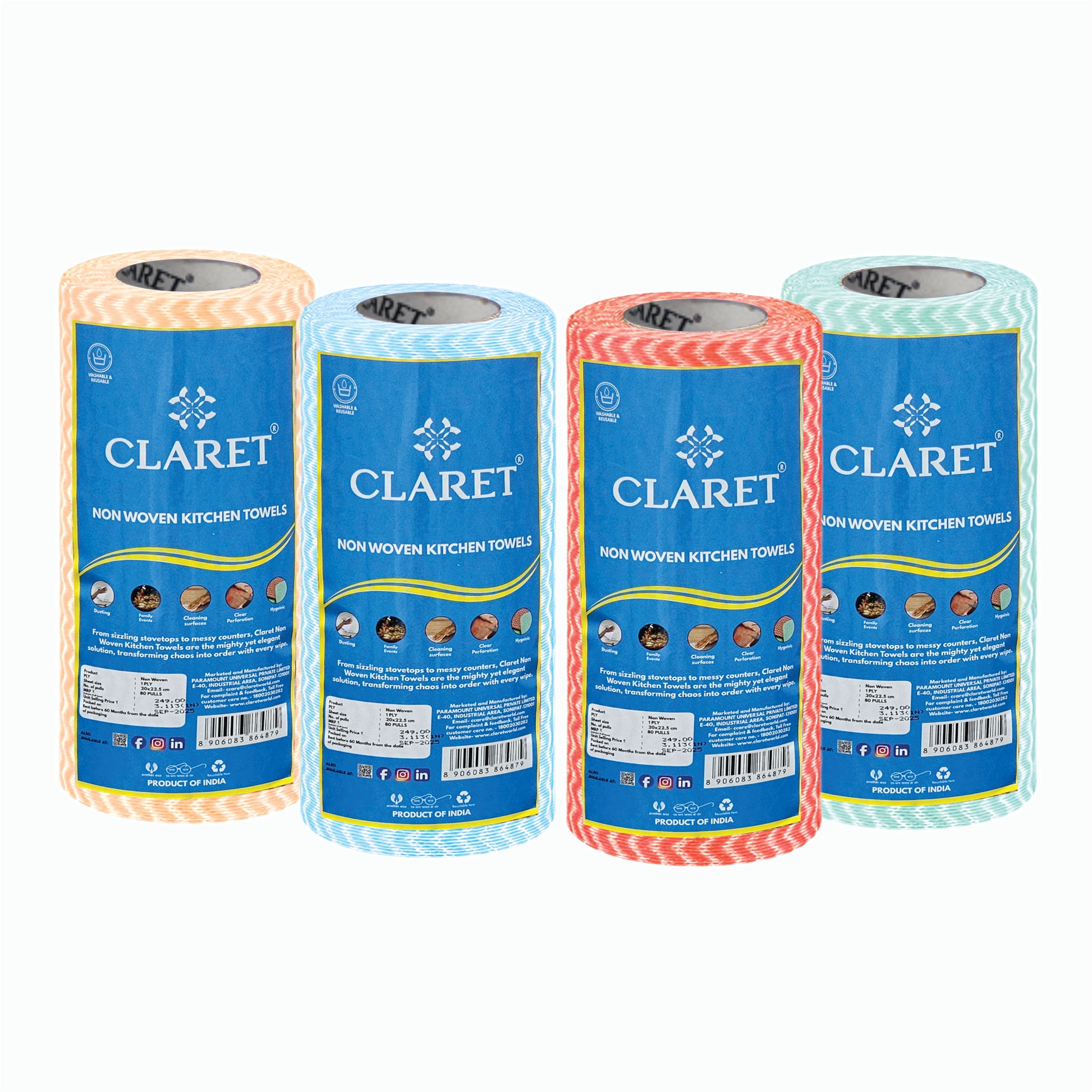 Claret Non-Woven Kitchen Towel 1 Ply 80 Pulls