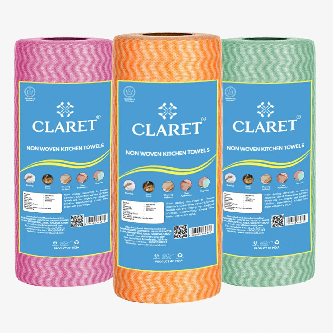 Claret Non-Woven Kitchen Towel 1 Ply 80 Pulls (Assorted)
