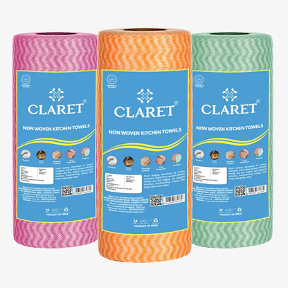 Claret Non-Woven Kitchen Towel 1 Ply 80 Pulls (Assorted)