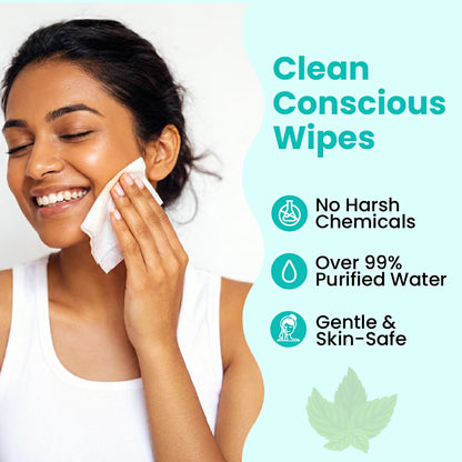 Claret Refreshing Wet Wipes Combo Aloe Vera Mint, Cucumber & Lemon | 25 Pulls