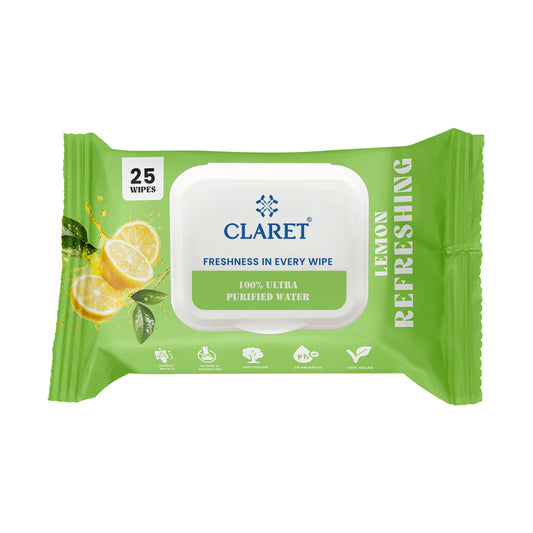 Claret Refreshing Wet Wipes With Lemon | 25 Pulls