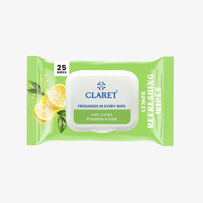 Claret Refreshing Wet Wipes With Lemon | 25 Pulls