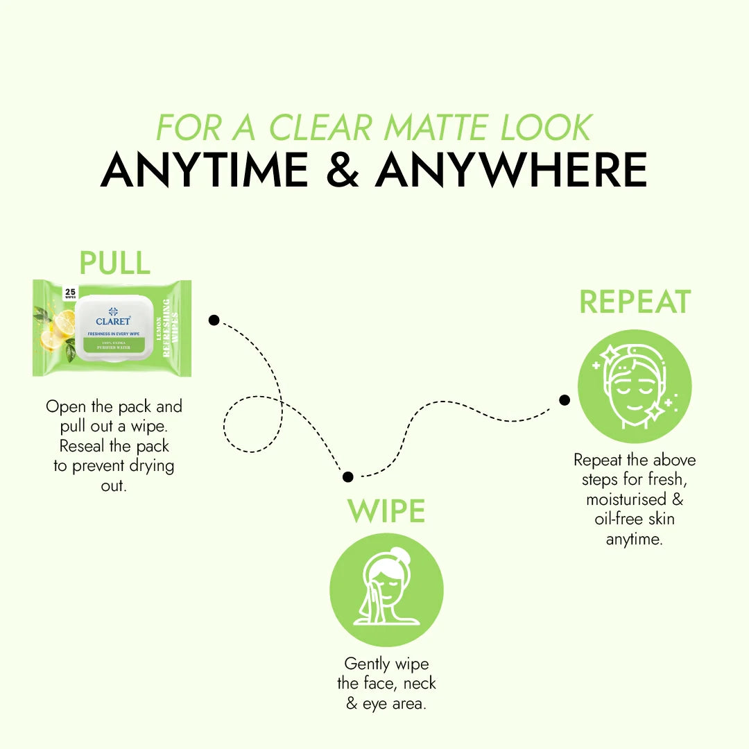 Claret Refreshing Wet Wipes With Lemon | 25 Pulls