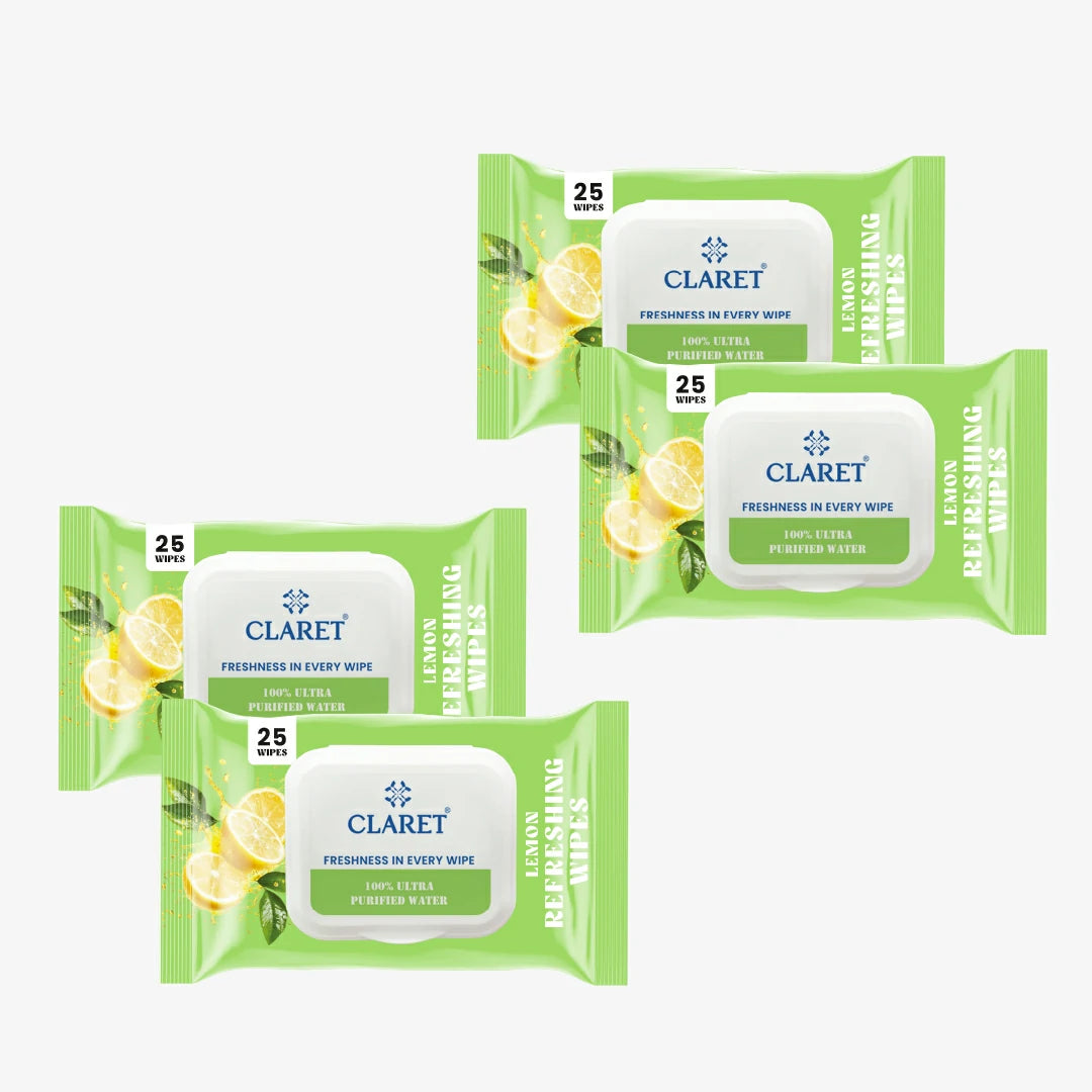 Claret Refreshing Wet Wipes With Lemon | 25 Pulls