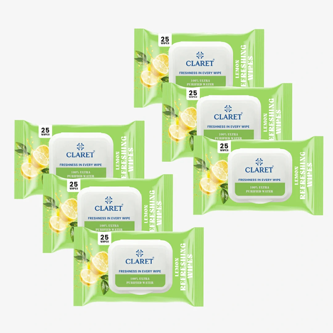 Claret Refreshing Wet Wipes With Lemon | 25 Pulls