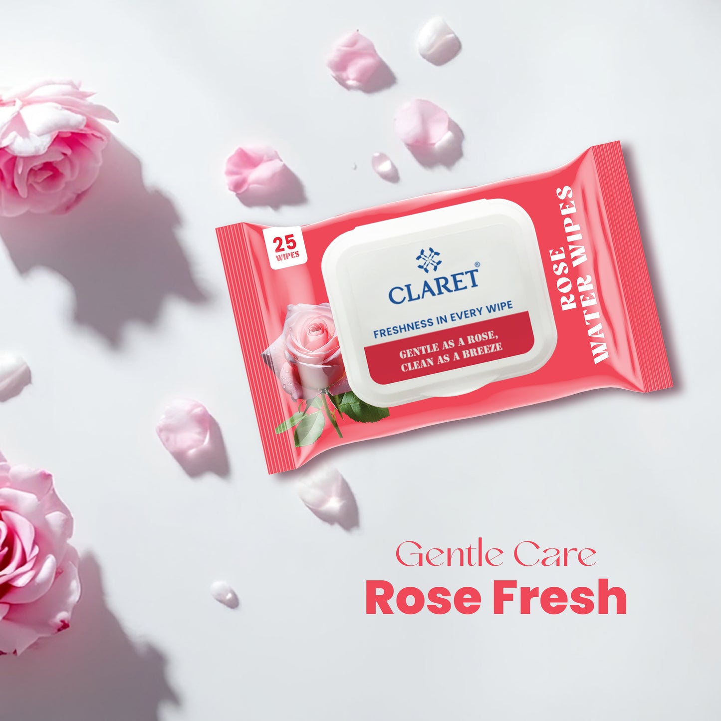 Claret Rose Water Wipes | 25 Wipes