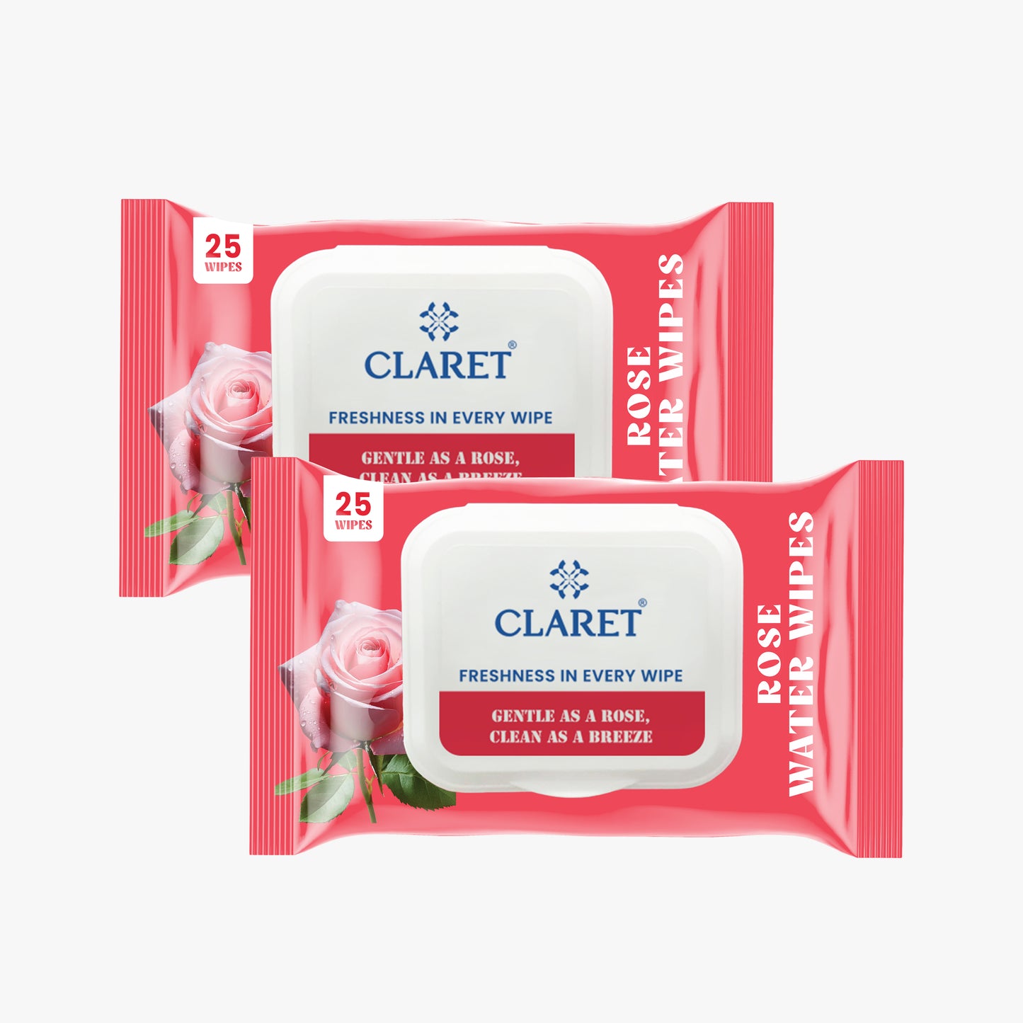Claret Rose Water Wipes | 25 Wipes
