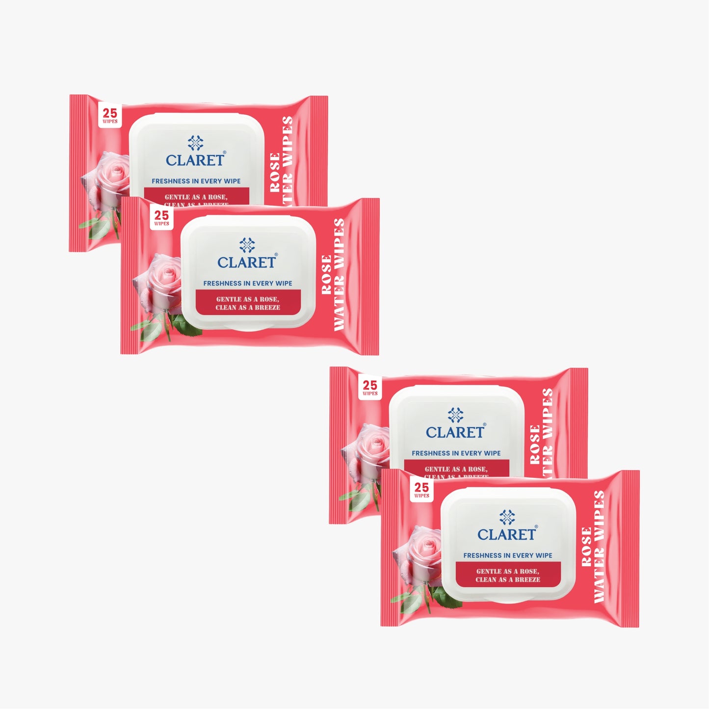 Claret Rose Water Wipes | 25 Wipes