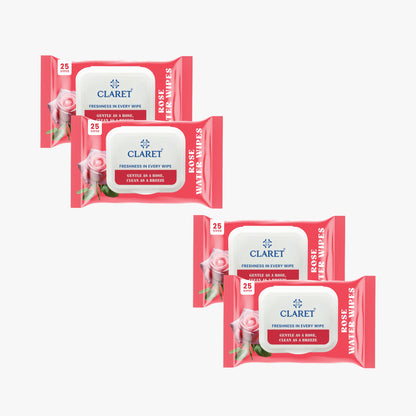 Claret Rose Water Wipes | 25 Wipes