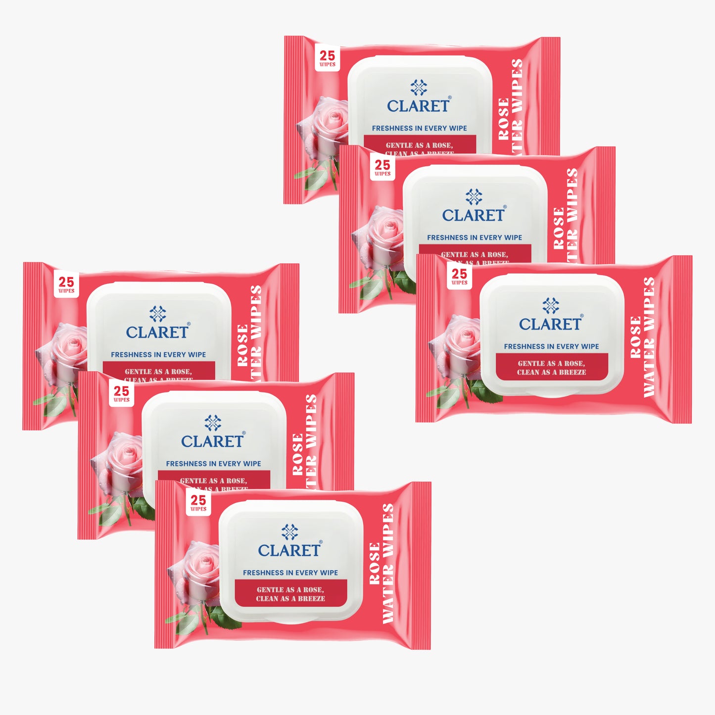 Claret Rose Water Wipes | 25 Wipes