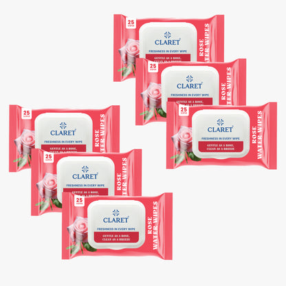 Claret Rose Water Wipes | 25 Wipes