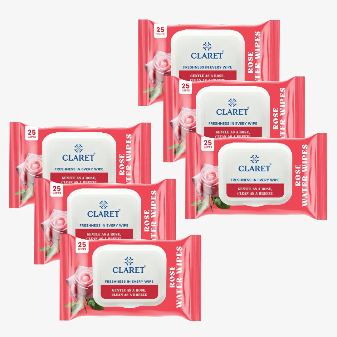 Claret Rose Water Wipes | 25 Wipes