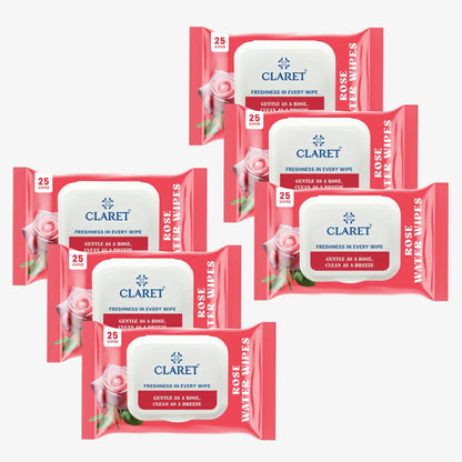 Claret Rose Water Wipes | 25 Wipes