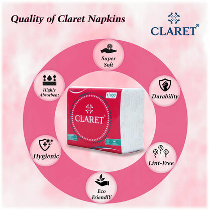 Claret Soft Napkin 1 Ply 100 Pulls - 27 x 30cm