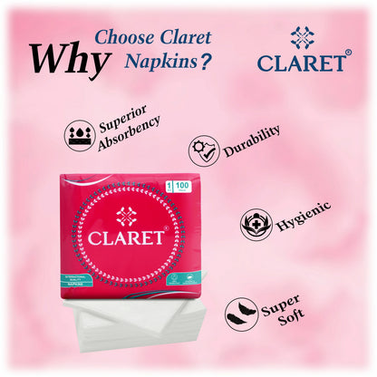 Claret Soft Napkin 1 Ply 100 Pulls - 27 x 30cm
