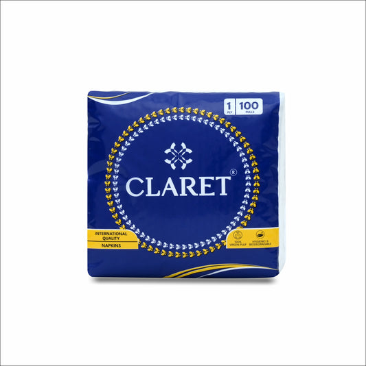 Claret Soft Napkin 1 Ply 100 Pulls - 30 x 30cm
