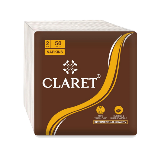 Claret Soft Napkin Plain 2 Ply 50 Pulls - 30 x 30cm