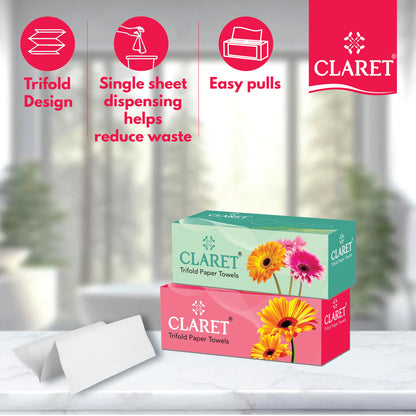 Claret Trifold Paper Towels 1 Ply 100 Pulls