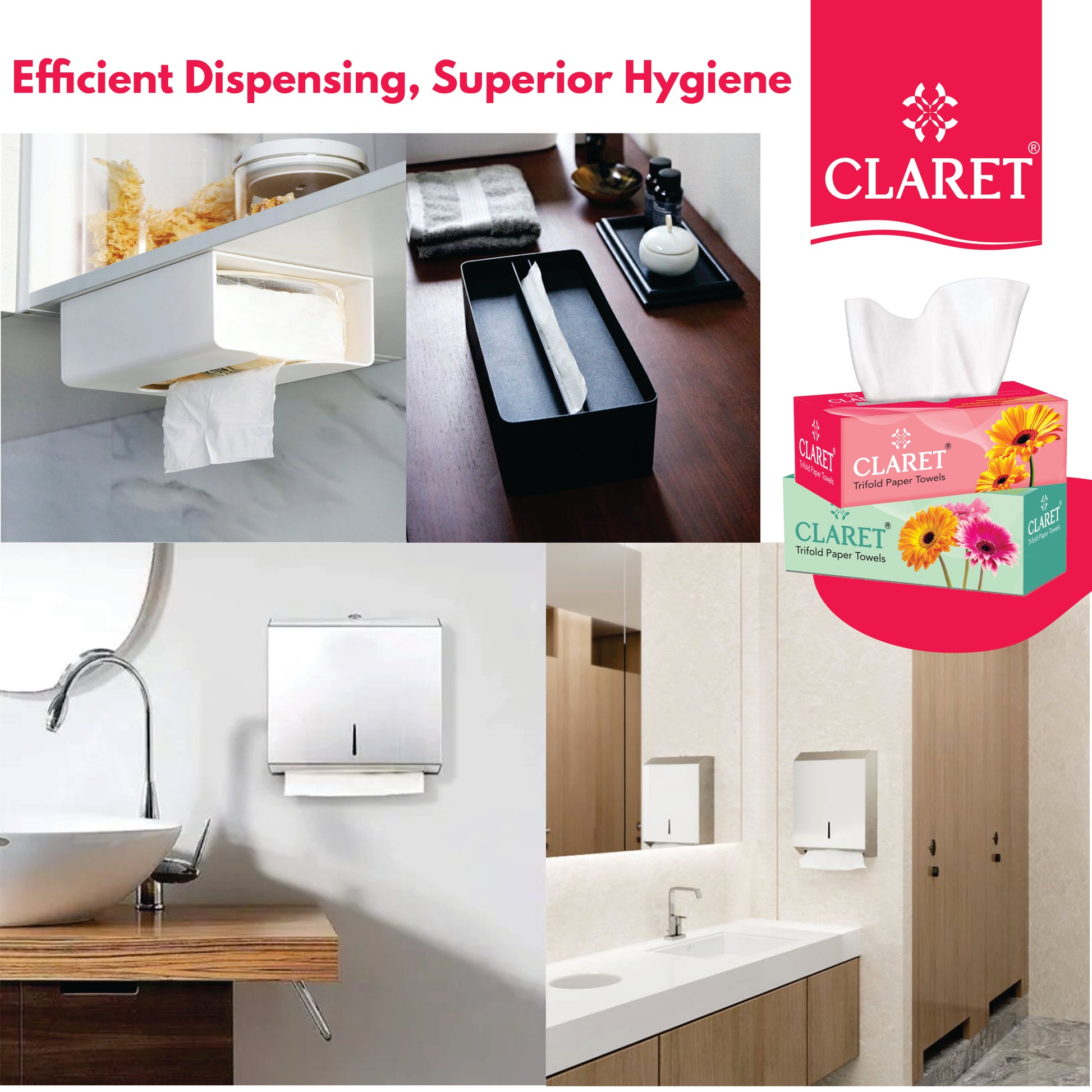 Claret Trifold Paper Towels 1 Ply 100 Pulls