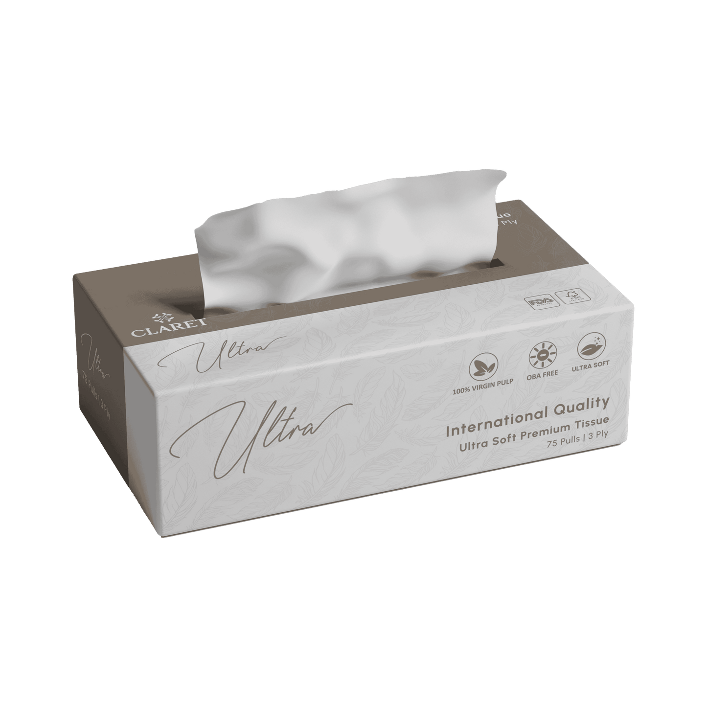 Claret Ultra Premium 3 Ply Facial Tissue 75 Pulls