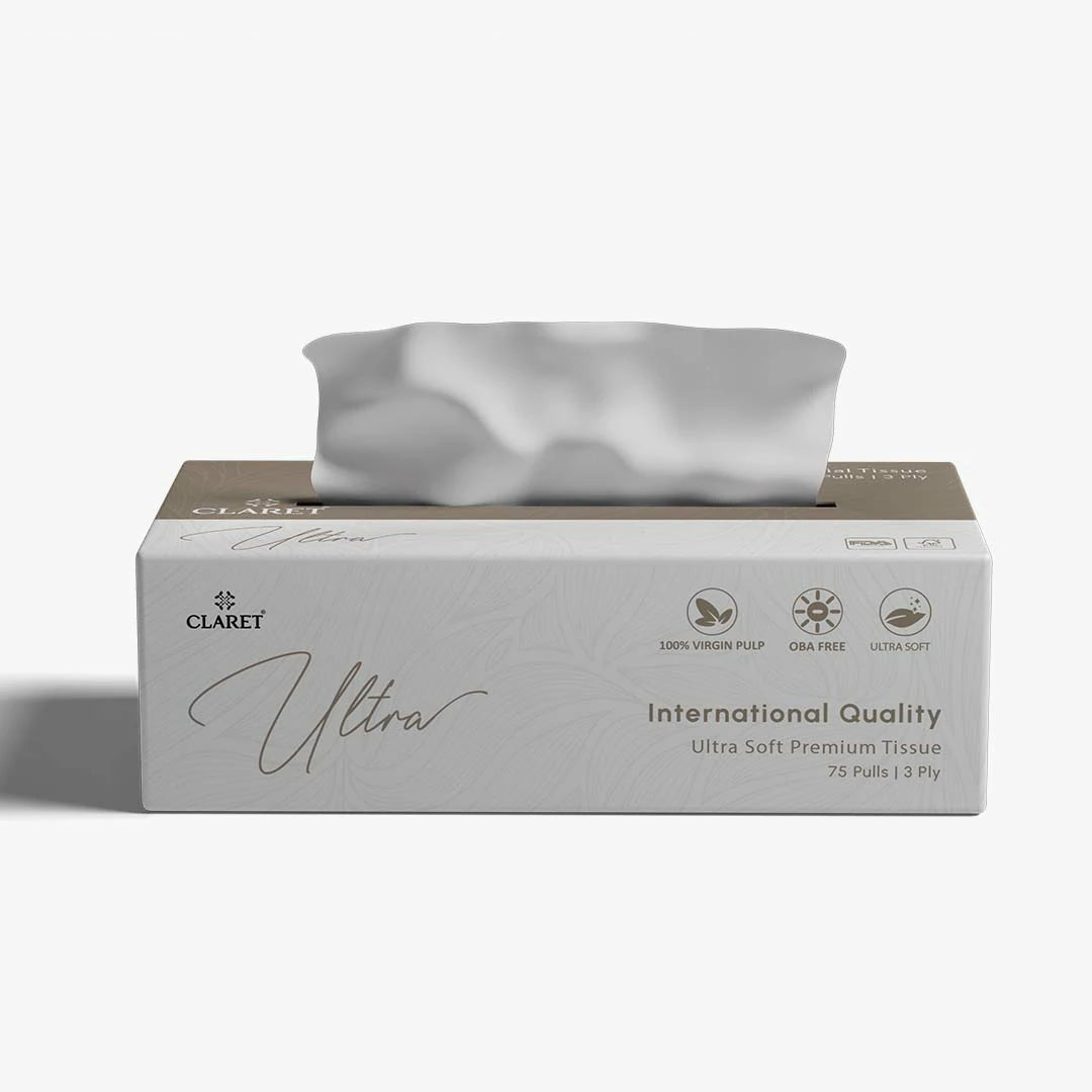 Claret Ultra Premium 3 Ply Facial Tissue 75 Pulls (Assorted)
