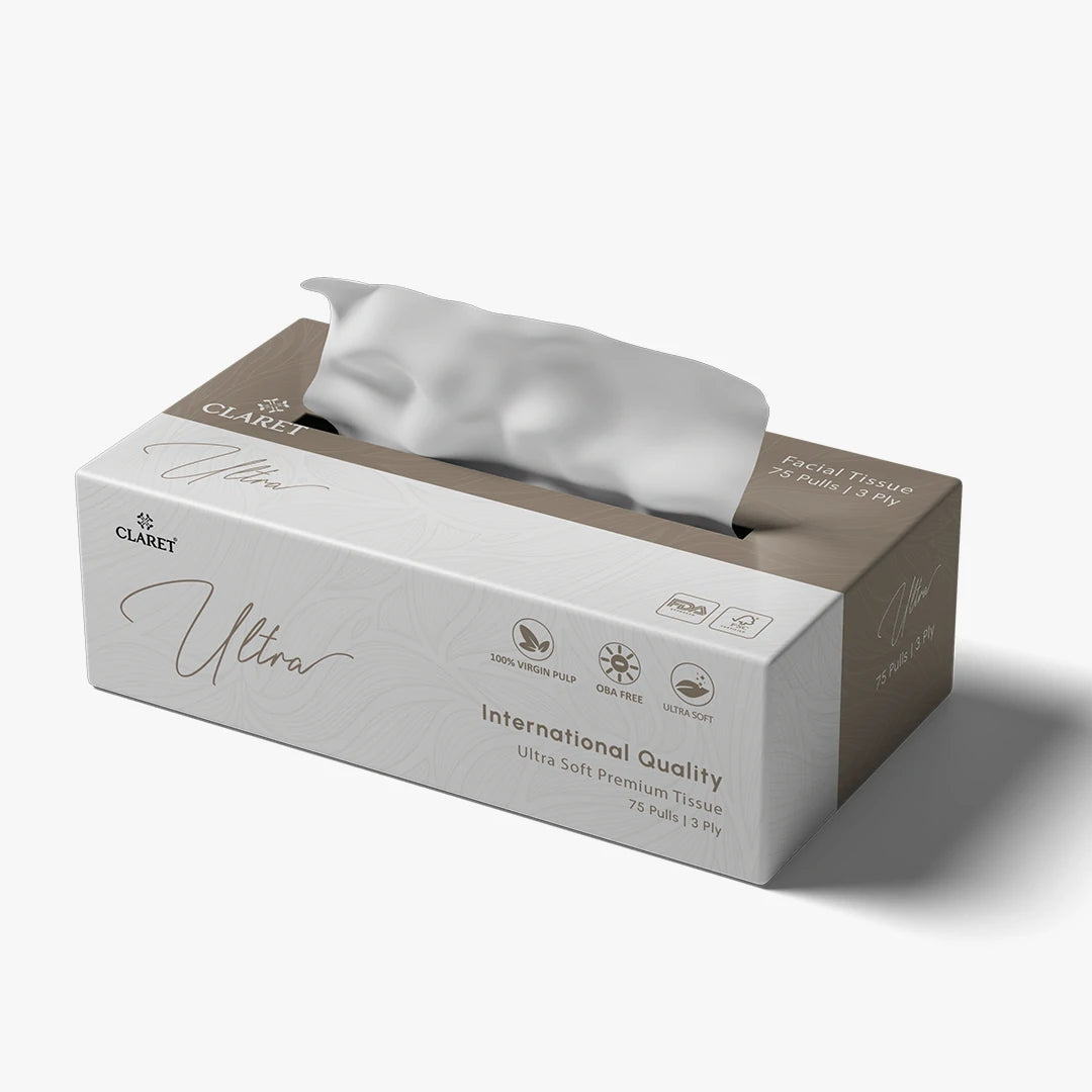 Claret Ultra Premium 3 Ply Facial Tissue 75 Pulls (Assorted)