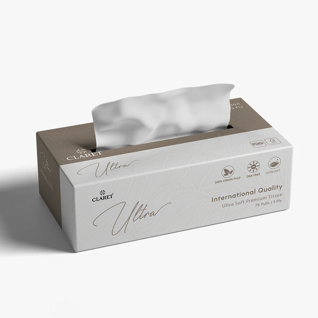 Claret Ultra Premium 3 Ply Facial Tissue 75 Pulls (Assorted)