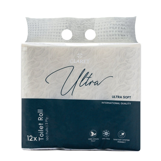 Claret Ultra Toilet Rolls 12 in 1 Combo 3 Ply 160 Pulls