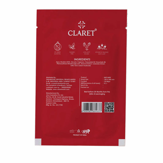 Claret Wet Wipes 1 Ply