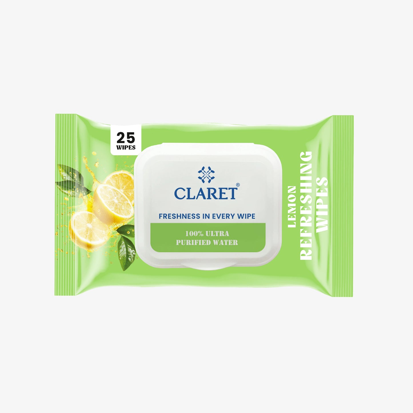 Claret Refreshing Wet Wipes With Lemon | 25 Pulls