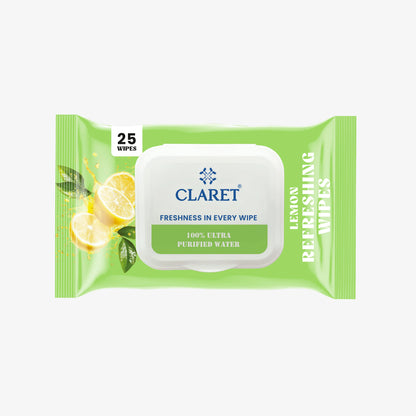 Claret Refreshing Wet Wipes With Lemon | 25 Pulls