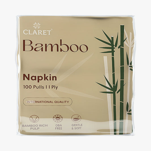 Claret Bamboo Napkin Single 1 Ply 100 Pulls - 30 x 30cm