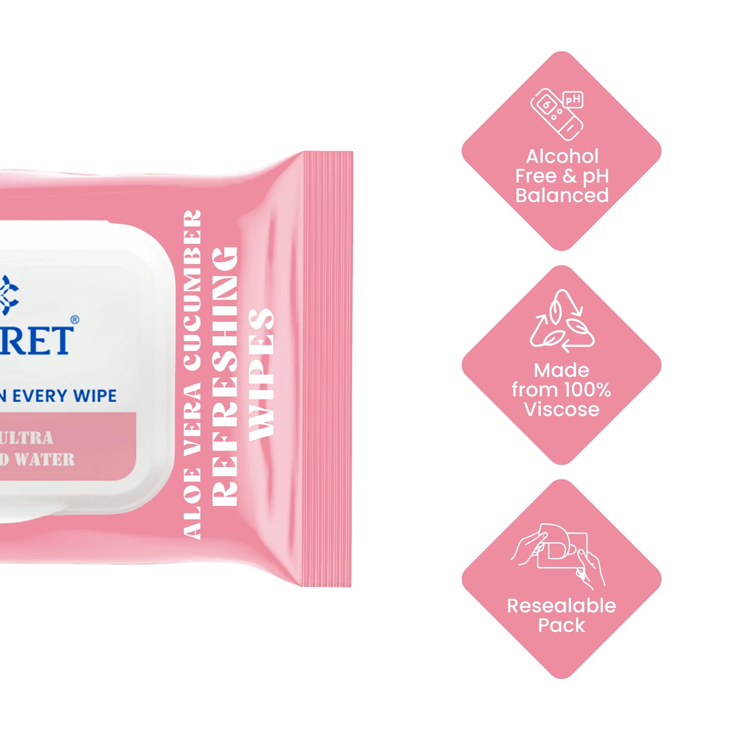 Claret Refreshing Wet Wipes With Aloe Vera & Cucumber | 25 Pulls