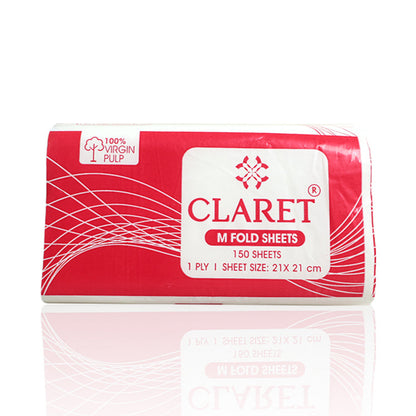 Claret 1 Ply M-Fold Sheet - 150 Sheets
