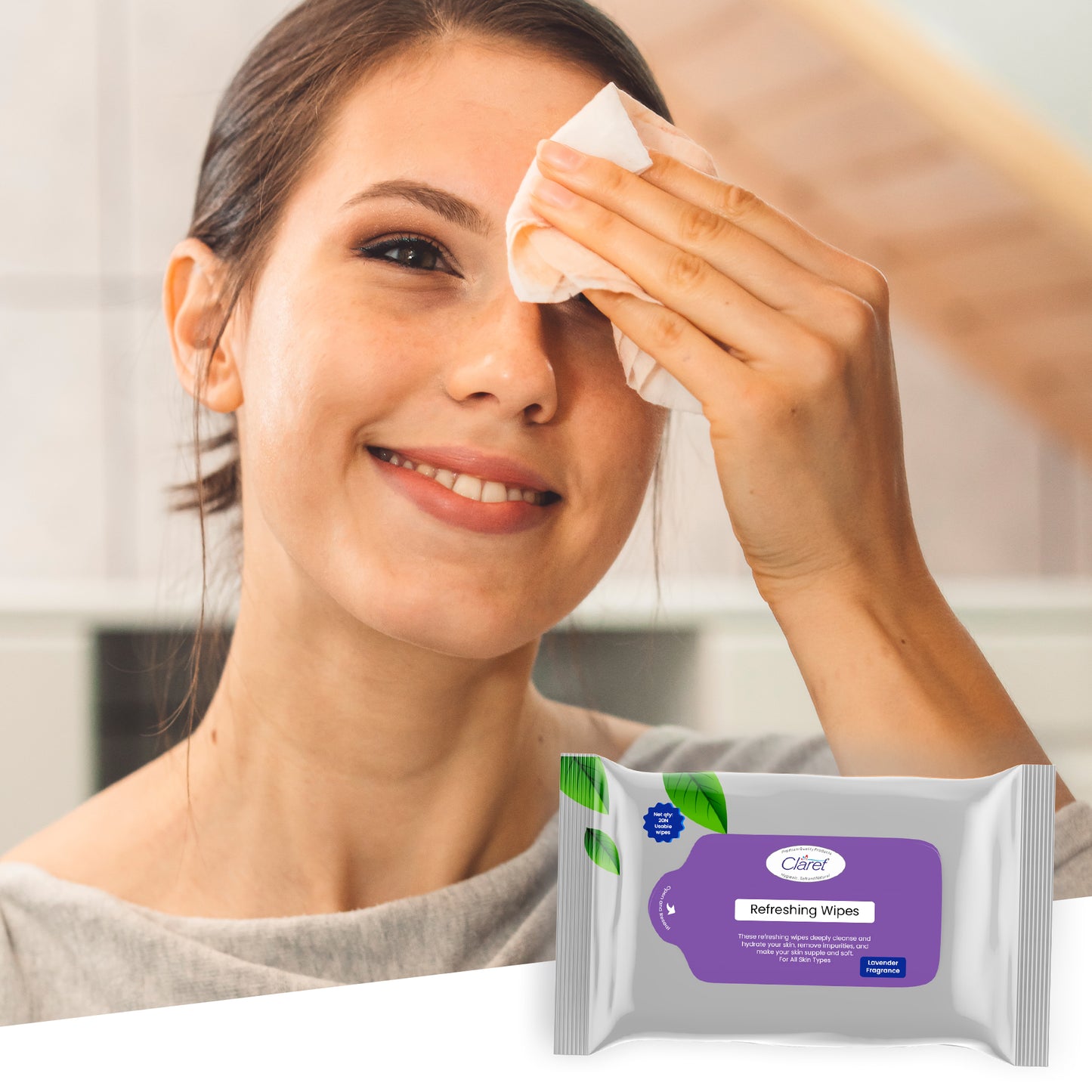 Claret Refreshing Cleansing Wet Wipes For Face & Body